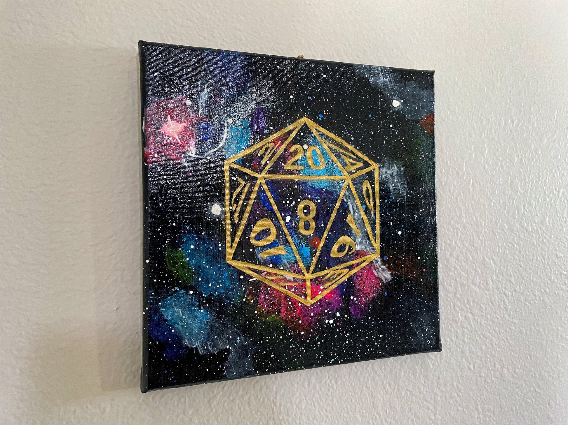 D20 Orion Nebula 10x10 Geek Galaxy Painting on wall