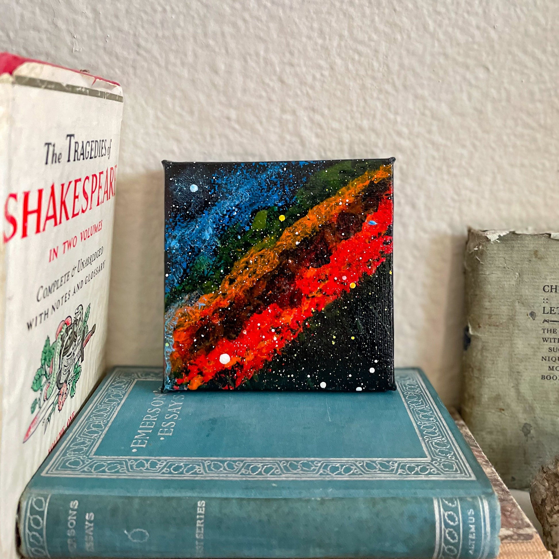 California Nebula in Perseus - NGC 1499 - 4x4 Mini Painting on book