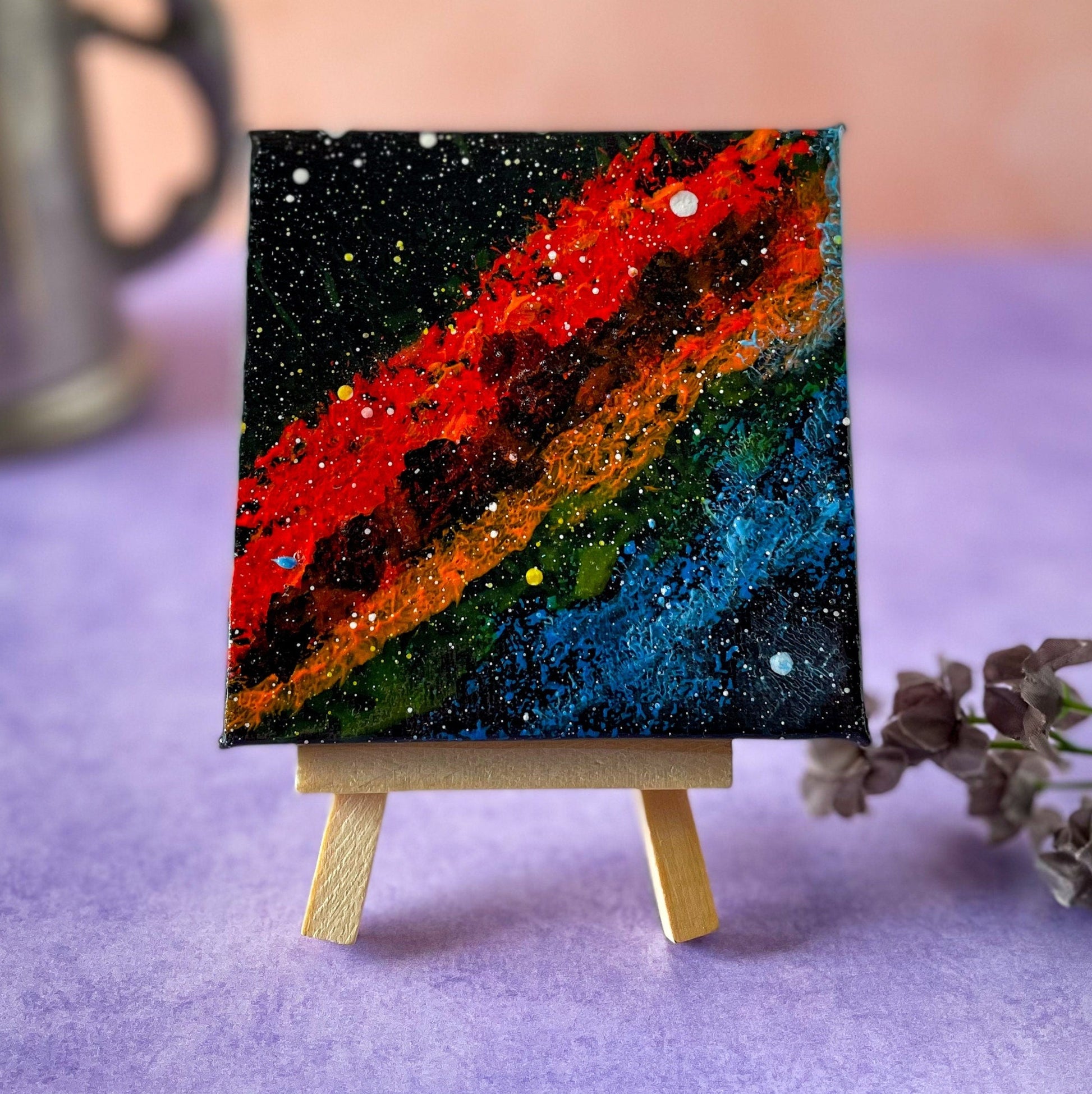 California Nebula in Perseus - NGC 1499 - 4x4 Mini Painting on easel
