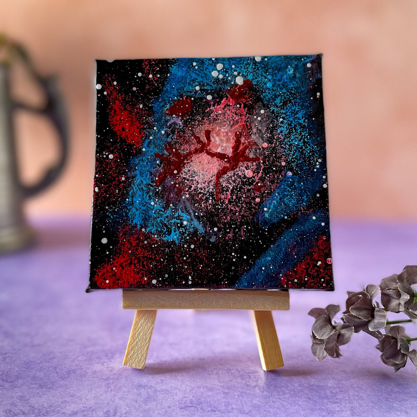 Trifid Nebula - M20 - 4x4 Mini Painting on easel