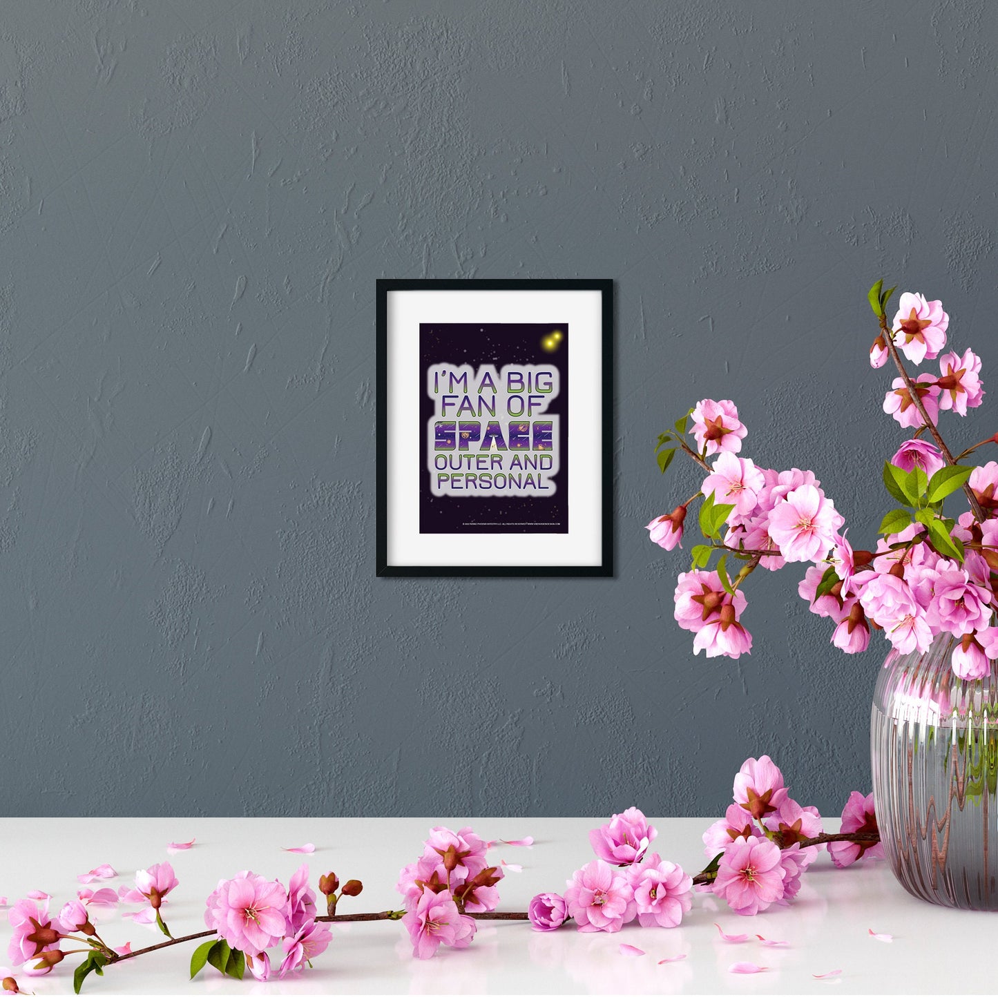 Big Fan of Space - Outer and Personal 5x7 Art Card framed on wall