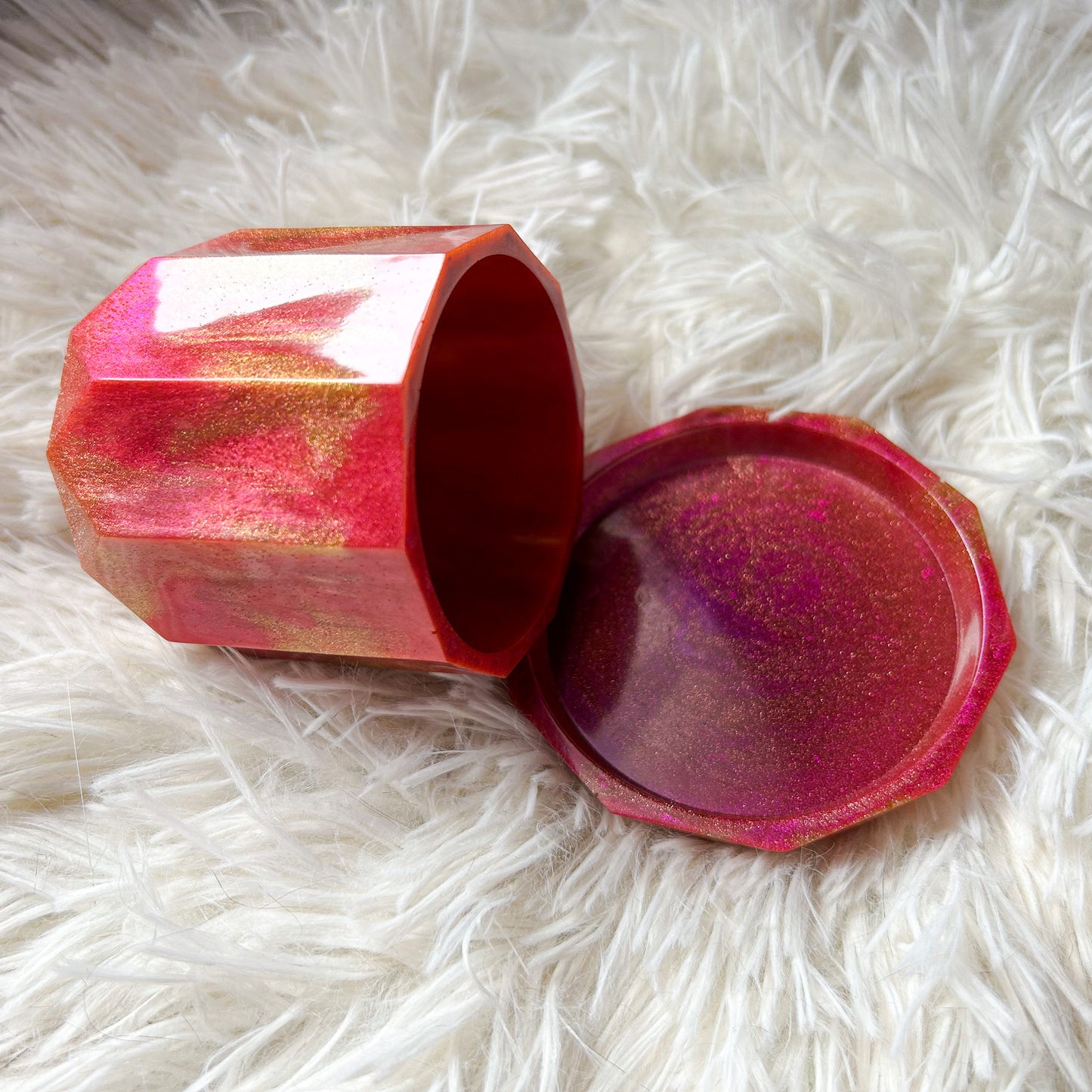 Customizable Dice Cup and Tray Lid magenta and gold