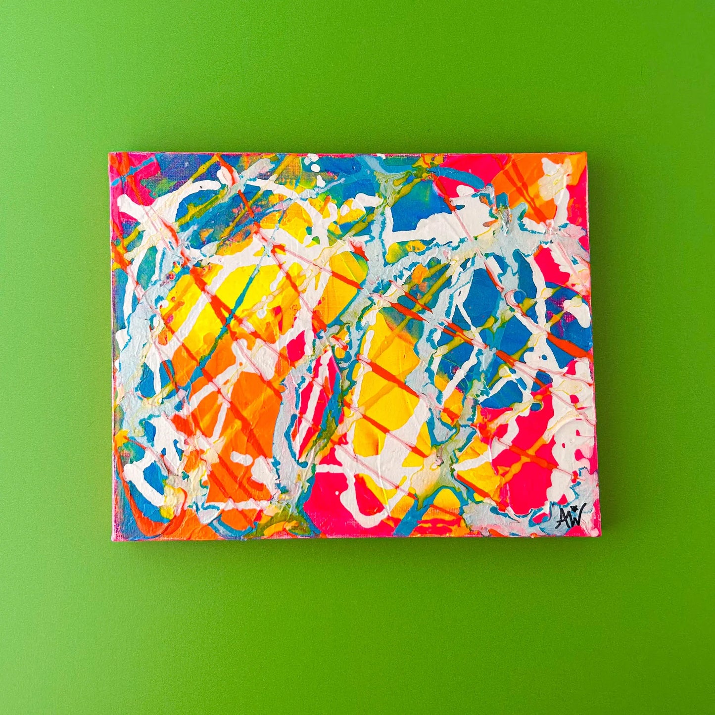 Neon Commotion 8x10 Abstract Painting