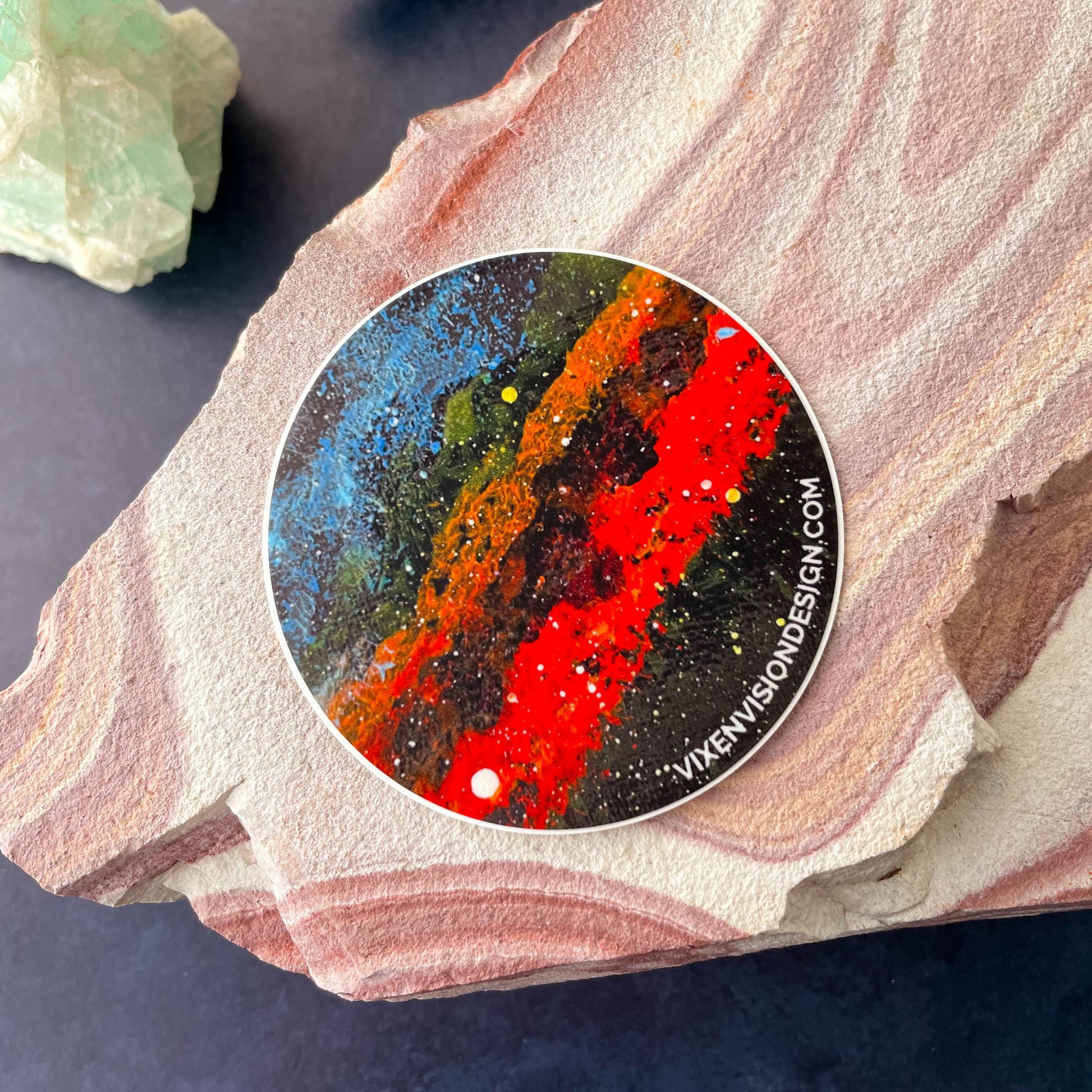 California Nebula in Perseus 3" Circle Sticker on rock