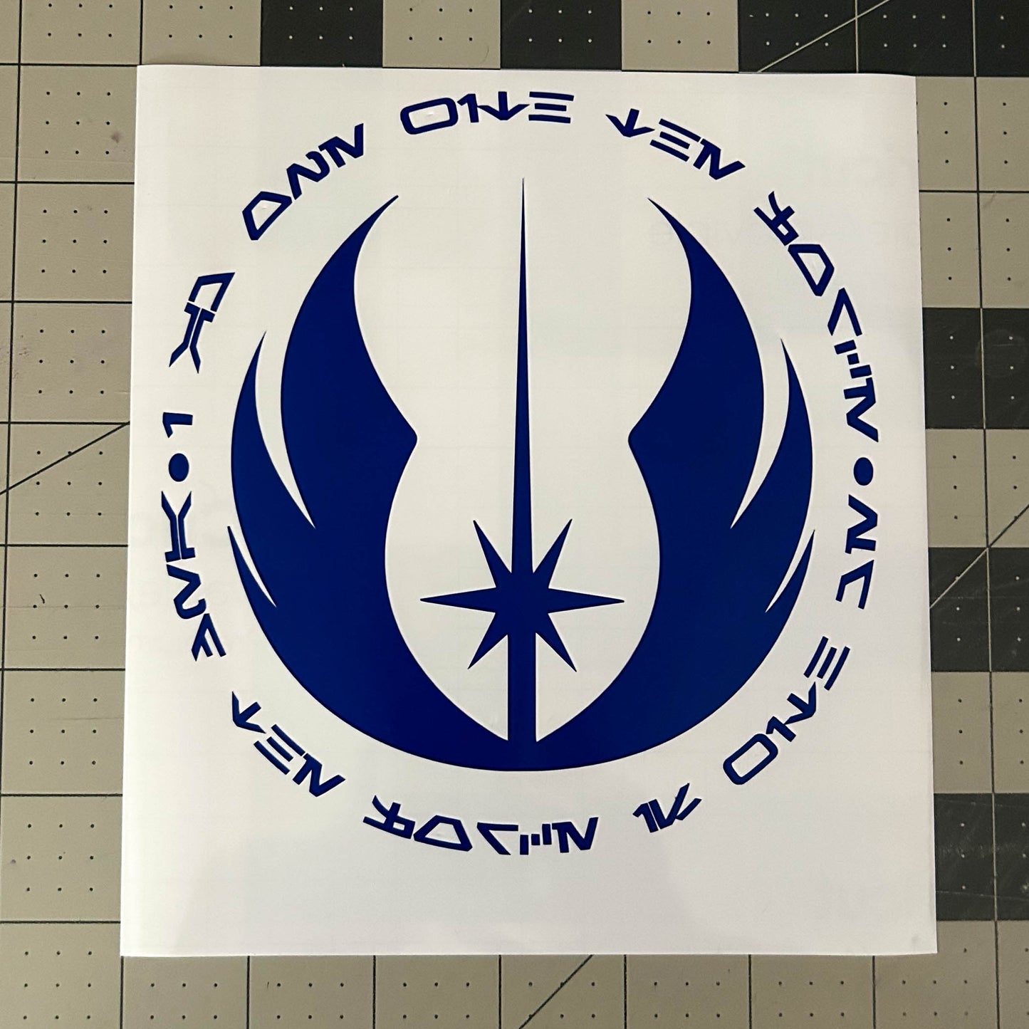 I am one with the Force Aurebesh Jedi Decal in Blue
