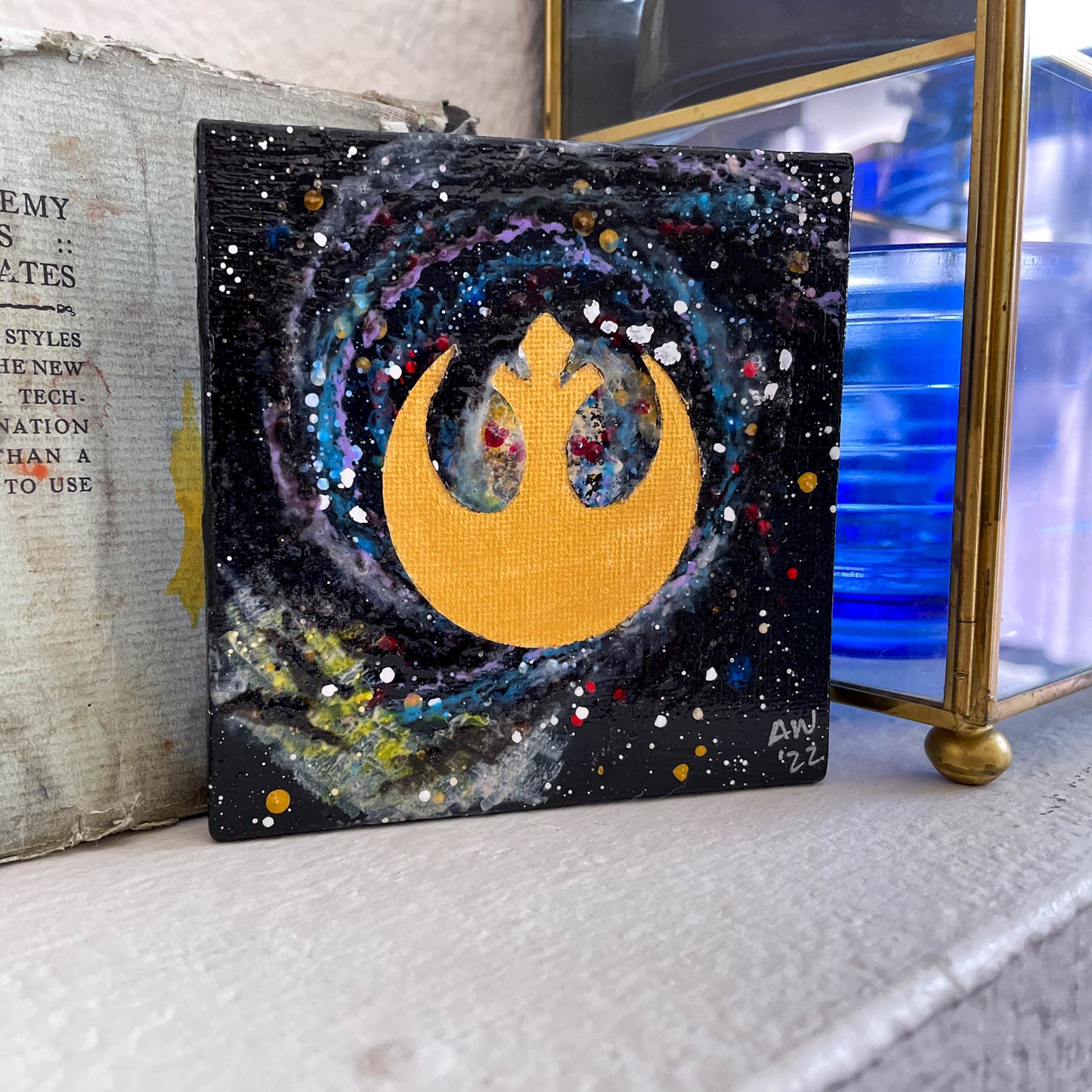 Gold Rebel M51 Whirlpool Galaxy 4x4 Mini Painting