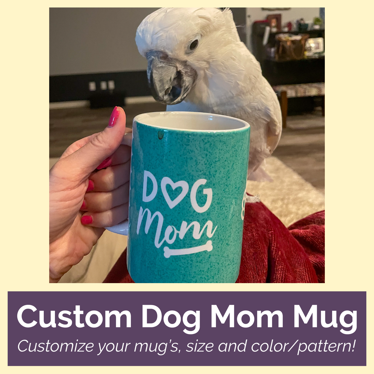 Custom Dog Mom Mug with bird