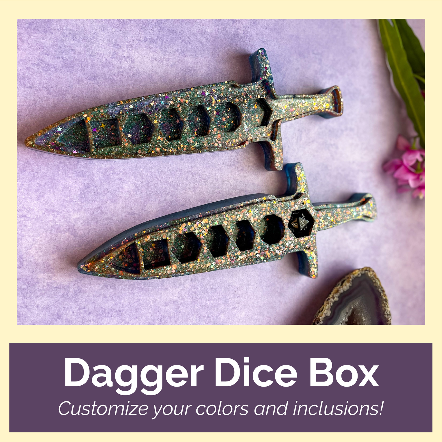 Custom Dagger Dice Boxes - customize colors and inclusions