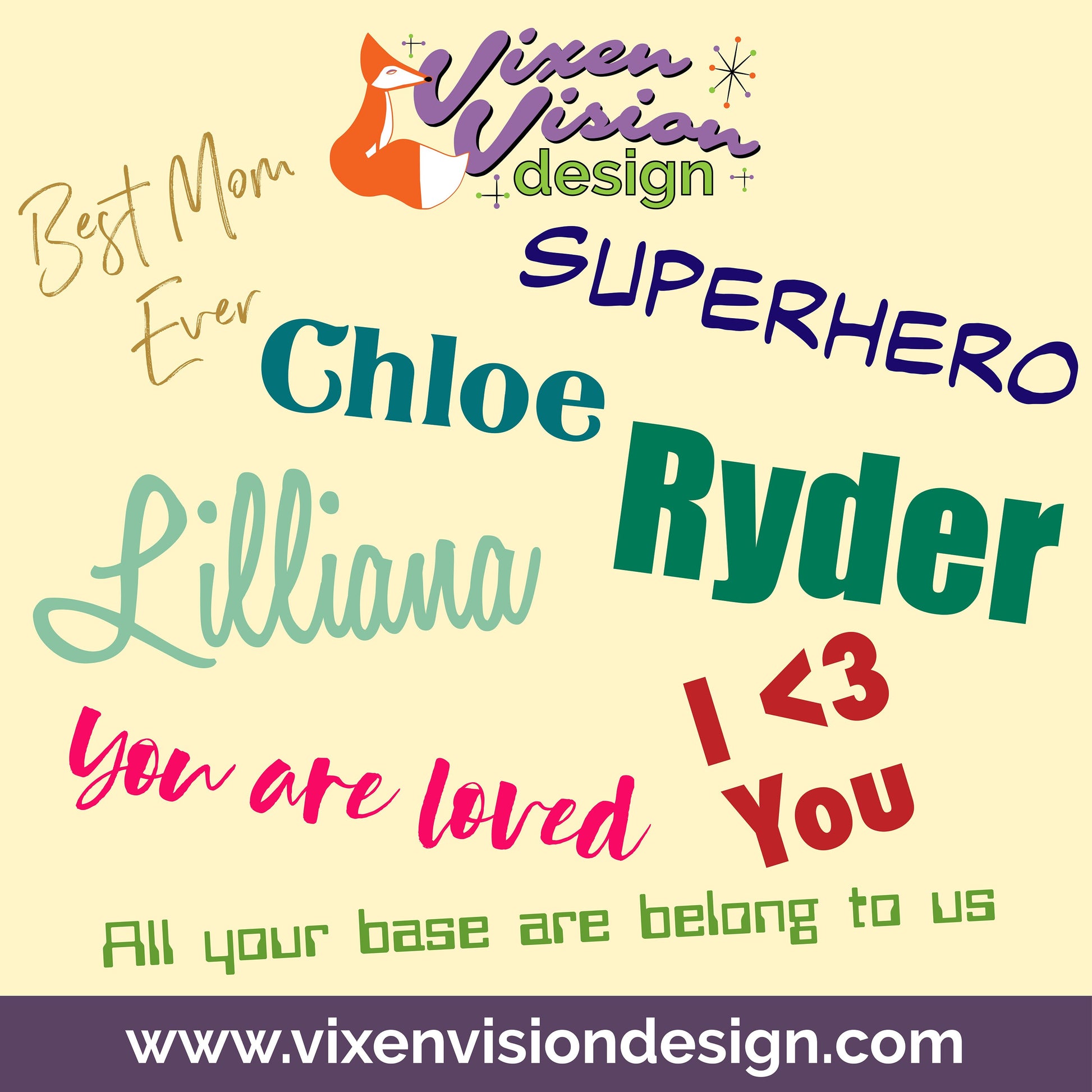 Personalized Lettering Vinyl Decals Examples