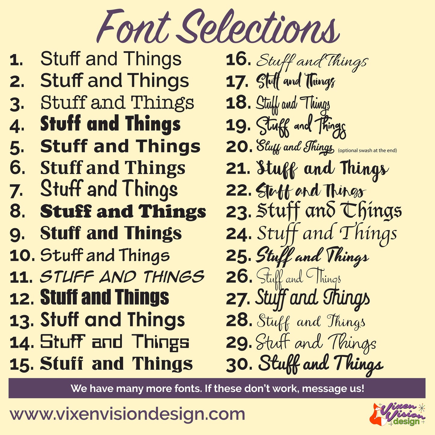 Personalized Lettering Vinyl Decals Font Selections