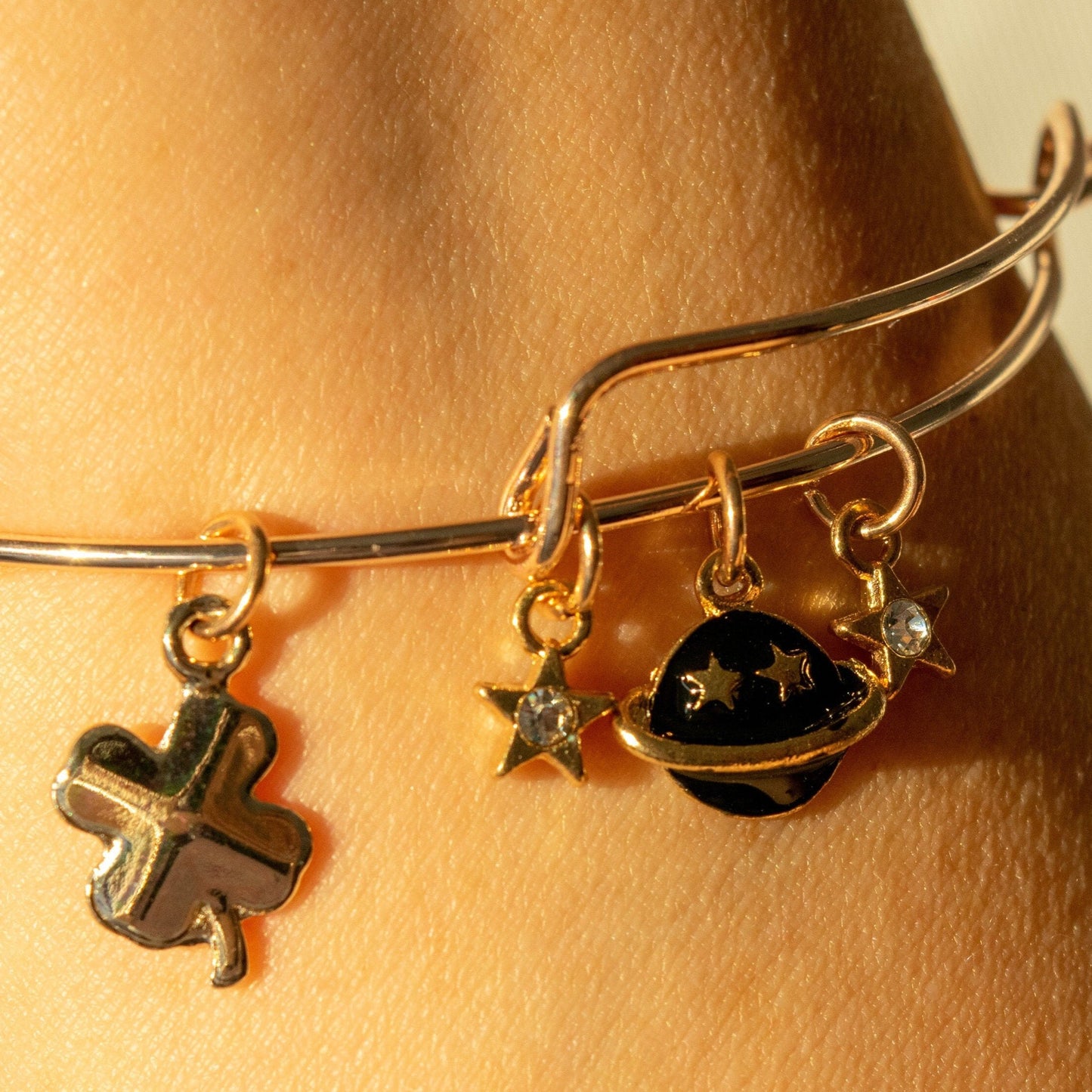 Lucky Stars and Planet Bangle Bracelet