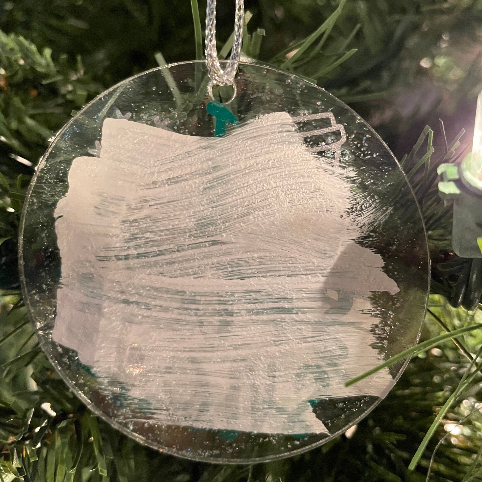 Back of I Smell Snow Vinyl and Painted Acrylic 3" Round Christmas Ornament