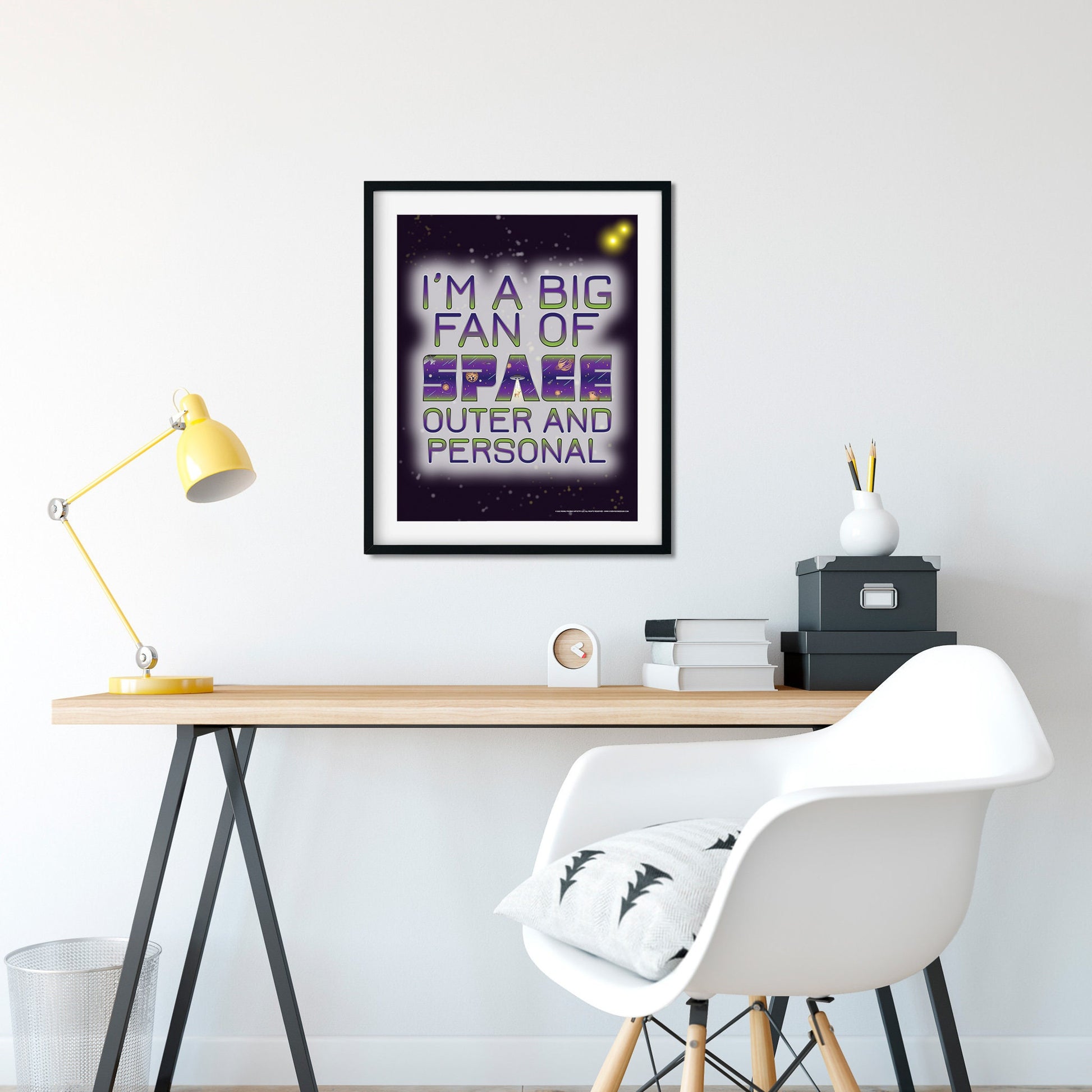 Big Fan of Space - Outer and Personal 11x14 Art Poster framed on wall